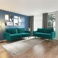 thumbnail image 2 of Pemberly Row Contemporary 70" Round Arm Velvet Sofa in Teal/Black, 2 of 5