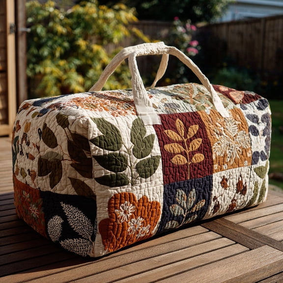 Wildflower Waltz Quilted Duffle Bag, Quited Travel Tote Bag, Quited Weekender Travel Bag, Carry On Duffle