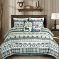 thumbnail image 2 of Chezmoi Collection Lake 7-Piece Northwest Cabin Lodge Comforter Set, Multicolor Pine Tree Fish Deer Explorer Mountain Printed Microfiber Bedding, Full, 2 of 9