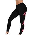 thumbnail image 2 of VBTAPA Breast Cancer Awareness Leggings for Women Pink Ribbon Printed High Waist Stretch Yoga Running Pants Casual Workout Tights Fight The Cancer Inspiration Leggings Funny Gift Black XXL, 2 of 5