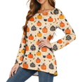thumbnail image 3 of FGVCTG Halloween Pumpkin Tops For Women, Long Sleeve Pajamas Nightgowns House Dresses Ladies Night Sleep Dress Beige M, 3 of 5
