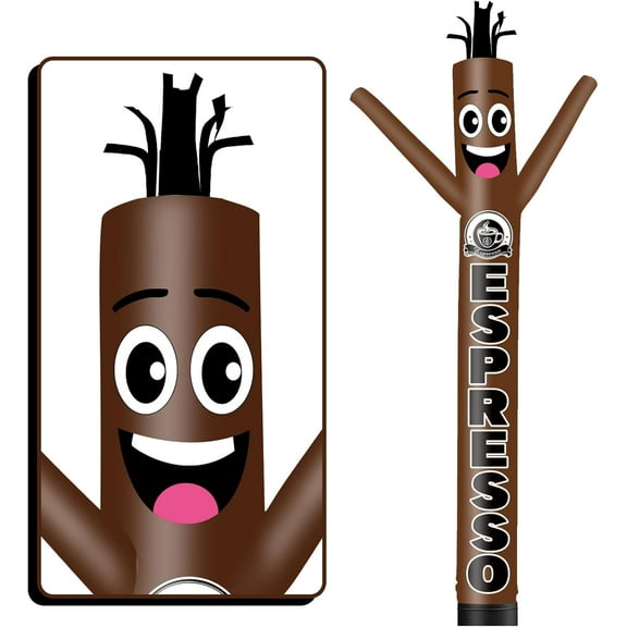 Inflatable Tube Man Espresso Wacky Wavy Dancing Guy for Outdoor Decoration Advertising Business Promotion - Food Theme (Blower Not Included)