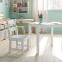 Emma + Oliver Kids 3 Piece Solid Hardwood Table and Chair Set for Playroom, Kitchen - White