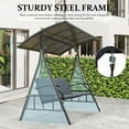 thumbnail image 6 of TOTAL 3-Seat Outdoor Porch Swing with Adjustable Polycarbonate Hardtop and Side Table, Wicker Patio Swing Chair Bench, Steel Frame, Quick-Drying Foam Seat, Ideal for Backyard Gardens and Lawns, 6 of 7
