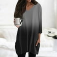 thumbnail image 4 of Duoif Shirts for Women, Womens Tunics to Wear with Leggings Summer 3/4 Length Sleeve V Neck Tshirts with Pockets Long Blouses Casual Ladies Tops and Blouses Black S, 4 of 7
