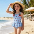 thumbnail image 6 of Guluxicc Girls One Piece Swimsuit Spaghetti Strap Ruffle Swimwear Cute Gingham Cherry Print Bathing Suit, 6 of 8