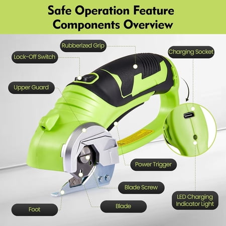Cordless Electric Scissors 4V Rechargeable Rotary Cutter | Powerful Fabric Cardboard & Carpet Cutting Tool | Electric Box Cutter For Crafting Sewing & Diy Projects With Extra Blade & Storage Bag Cordless Electric Scissors 4V Rechargeable Rotary Cutter | Powerful Fabric Cardboard & Carpet Cutting Tool | Electric Box Cutter For Crafting Sewing & Diy Projects With Extra Blade & Storage Bag