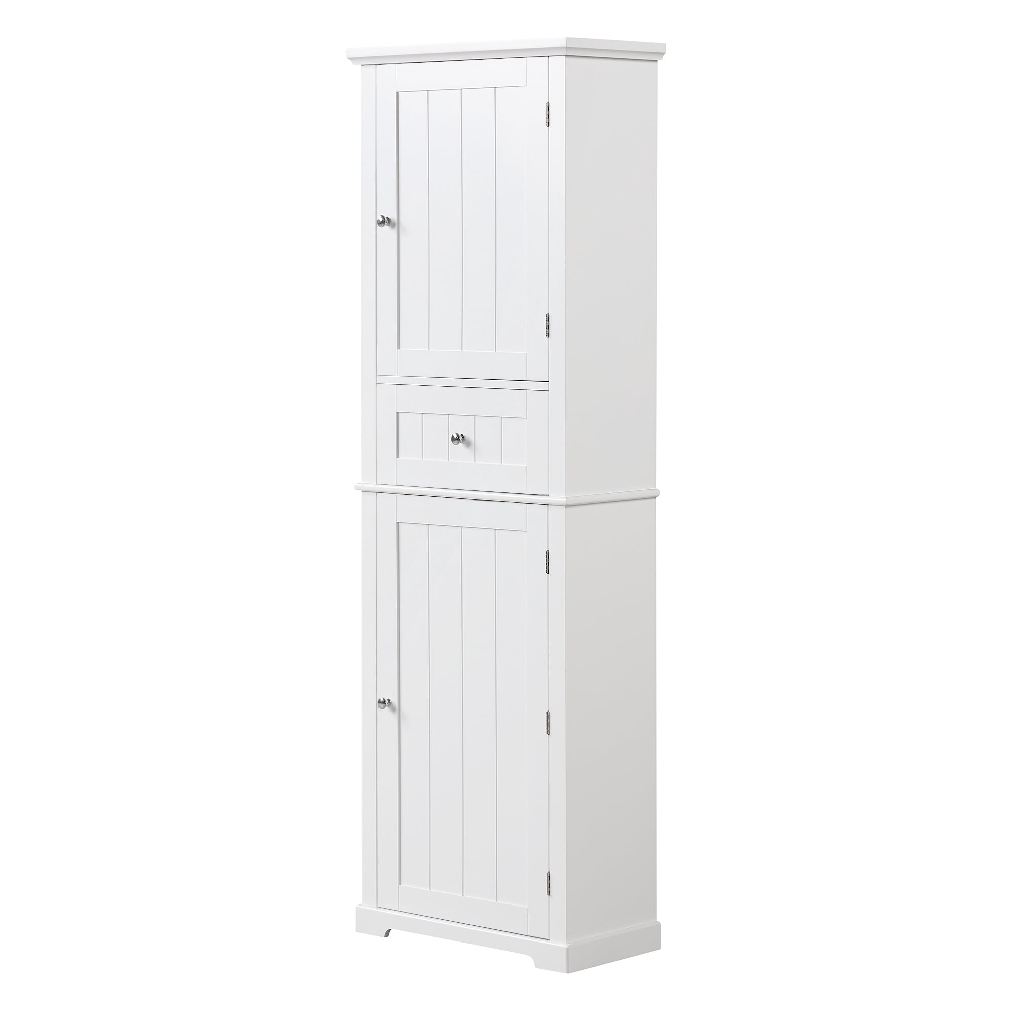 Tall Bathroom Storage Cabinet with Drawer and Adjustable Shelf, White