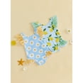 thumbnail image 3 of BemeyourBBs Toddler Baby Girl Summer One Piece Swimsuit Infant Girl Bathing Suit Cute Daisy Lemon Print Flying Sleeve Round Neck Swimwear for Pool Beachwear, 3 of 9