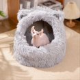 thumbnail image 4 of Plush Cat Bed Cat Bed Semi-Enclosed Dog Bed Removable L, 4 of 5