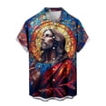 thumbnail image 4 of adaychics Christian Button Down Shirts for Men Jesus Lapel Short Sleeve Religious Beach Shirts Trendy Tops for Travel, 4 of 8