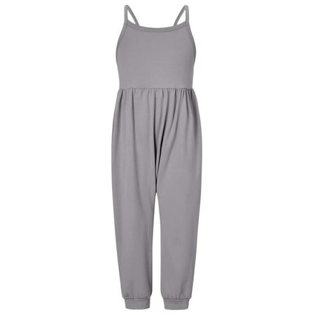

Fimkaul Girls Bodysuits Solid Strap Summer Harem Pants Backless Playsuit Outfits Clothes Rompers Jumpsuit Baby Clothes Grey