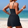 thumbnail image 4 of FNFYFH Swim Romper One Piece Swimsuit Women Bathing Suit with Pockets Coss V Neck Swimwear with Shorts, 4 of 6