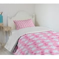 thumbnail image 4 of Ambesonne Animal Quilted Bedspread Set 2 Pcs, Girly Happy Animals, Twin Size, Pale Blue Pink, 4 of 6