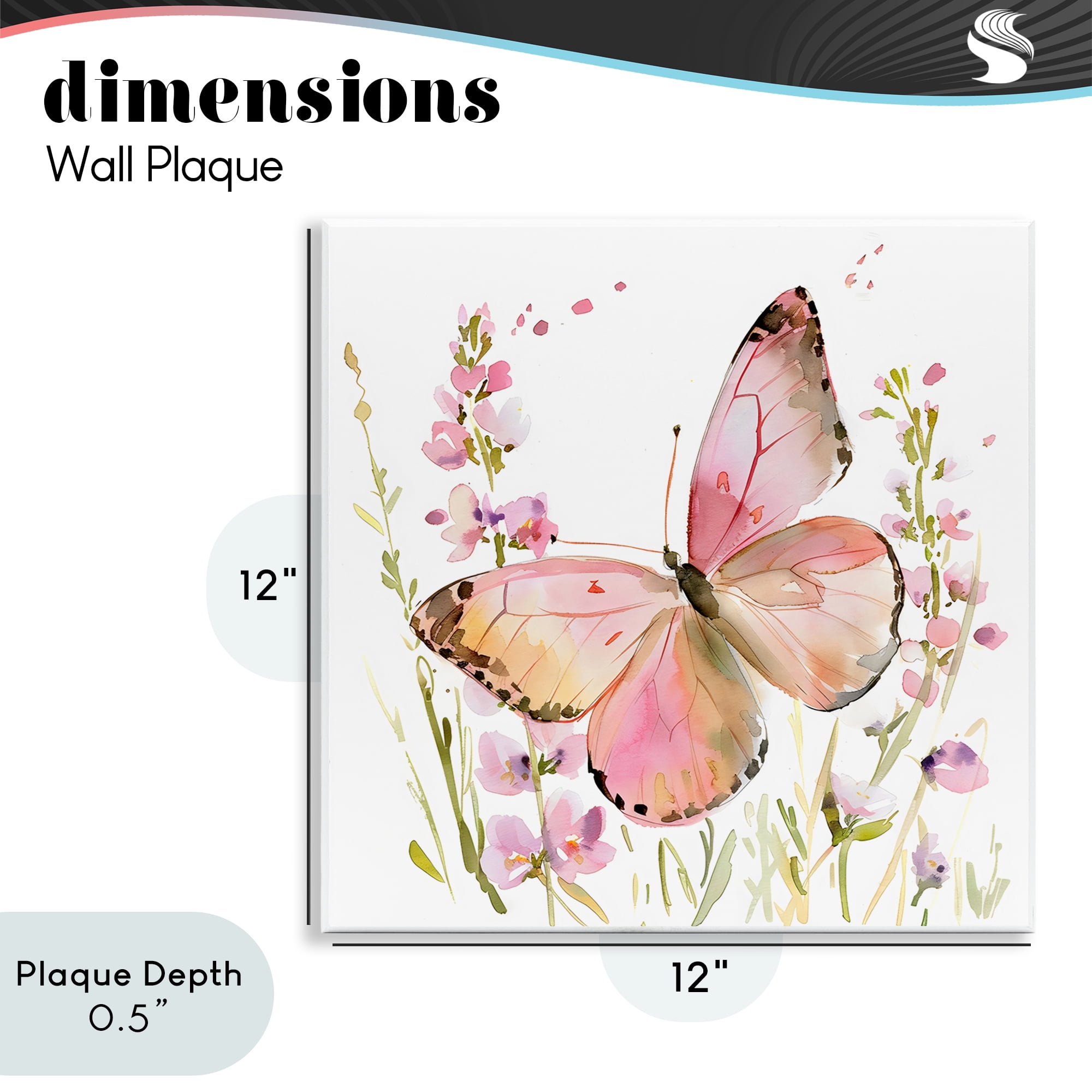 Stupell Industries Colorful Spring Butterfly Pink Wall Plaque Art, design by Creative Studio