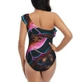 thumbnail image 5 of Pofeuu Glowing Leaf Bird Print Women's One Piece Swimsuits One Shoulder Swimwear Asymmetric Ruffle Monokinis Bathing Suits-XX-Large, 5 of 6