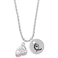 thumbnail image 1 of Delight Jewelry Silvertone Open Pink Crystal Butterfly Wing Silvertone Script Initial Disc - Q - Charm Necklace, 20"+3", 1 of 4