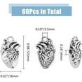 thumbnail image 2 of 60Pcs Human Heart Charm 3d Heart Pendant Vintage Alloy Pendants Antique Silver Pendants for Necklace Bracelets Jewelry Hole: 2.5mm, 2 of 7