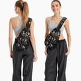thumbnail image 6 of Sling Backpack,Black Halloween Dancing Skeletons Crossbody Bag with Water Bottle Holder,Waterproof Sling Bag for Men/Women with Chest Phone Holder for Hiking,Travel, 6 of 6