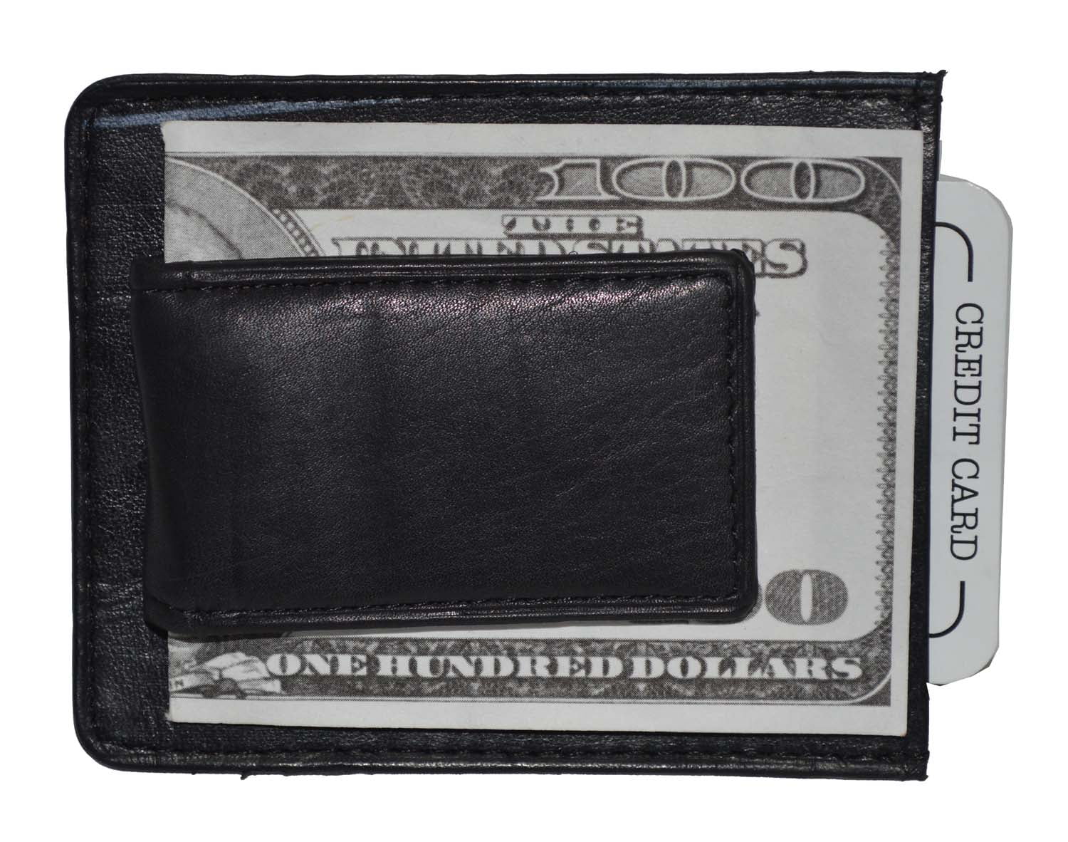 Mens Leather Magnetic Money Clip 3 Credit Card Slim Design Wallet 3x4 inches