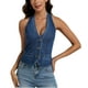 thumbnail image 1 of Chaleco de mezclilla con cuello en V y cuello en V para mujer, 1 of 6