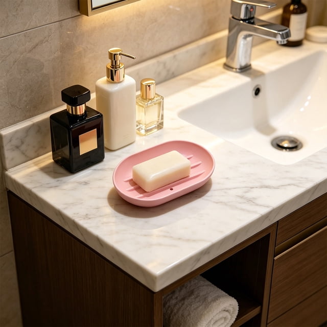 Silicone Soap Bowl With Drainage Holes Non Slide Elliptical Soap Container For Bathroom And Shower Use