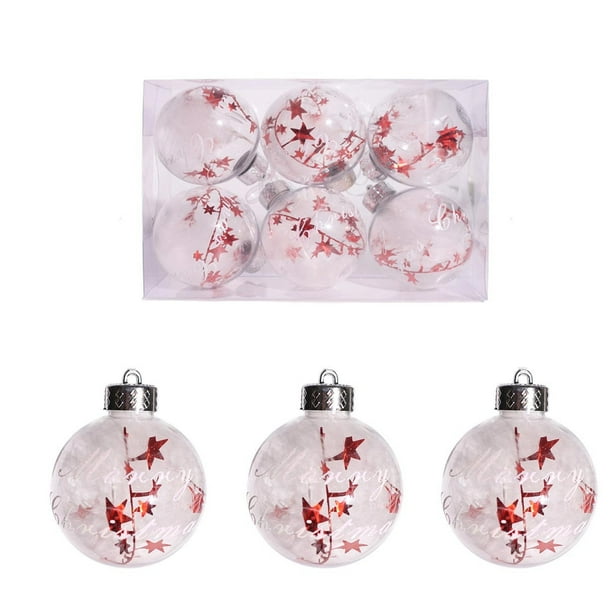 mfyjkho Juego De 6 Bolas De Purpurina Transparentes Para Decorar El Árbol De Navidad (8 Cm)