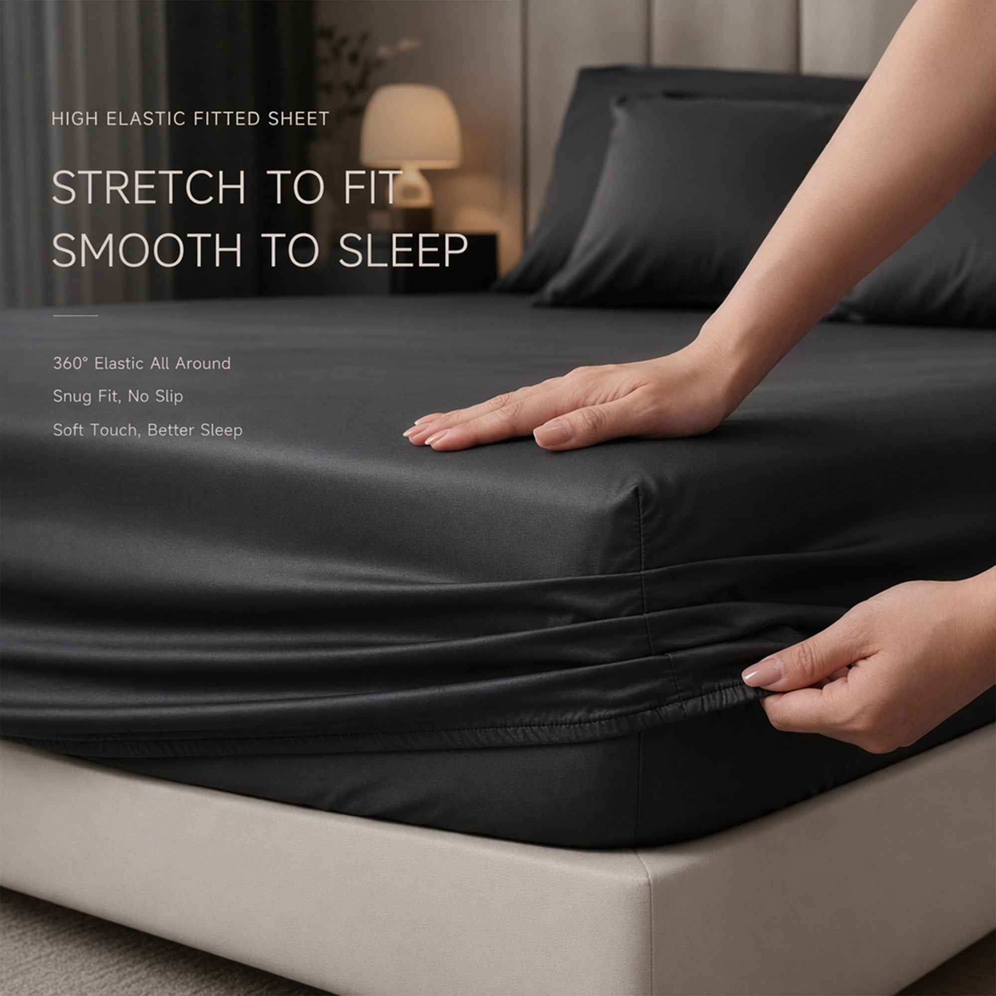 Unique Bargains Fitted Sheet Fiber Bed Sheets Breathable Soft and Comfortable 39.0"x74.8" Black