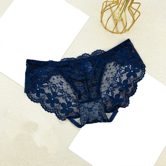 Zjloe7sa panties for women Womens Underwear Panties For Women Lace Panty Detail Crochet Lace Bulk Panties Bikini Dark Blue