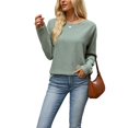 thumbnail image 3 of Wevis Round Neck Knit Autumn Pullover for Women Long Sleeve Basic Casual Tops Casual Loose Sweater, 3 of 7