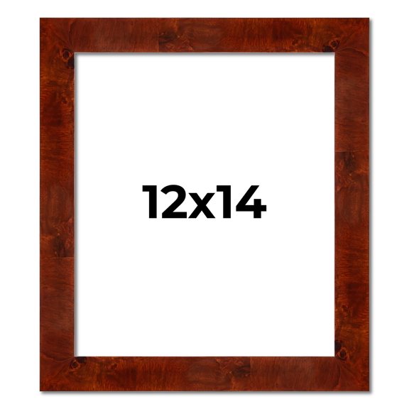 12x14 Walnut Brown Veneer Real Wood Picture Frame Width 1.75 inches | Interior Frame Depth 0.5