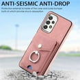 thumbnail image 4 of Compatible with Samsung Galaxy A32 5G Card Slot Back Case, 360 Degree Rotatable Ring Stand Plating Button PU Leather Support Magnetic Car Mount Phone Case Cover for Samsung Galaxy A32 5G, Pink, 4 of 14
