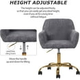 thumbnail image 3 of PetFurnishn Corduroy Fabric Vanity Makeup Desk Chair, Fluffy Swivel Modern Armchair with Wheels, Upholstered Fuzzy Height Adjustable for Girls Home Office, Gray, 3 of 8