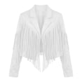 thumbnail image 5 of Vmvidoty Women's Suede Fringe Jacket Long Sleeve Slim Faux Leather Boyfriend Cropped Cardigan Coat Fall Fashion Lapel Moto Jackets with Tassles White L, 5 of 5