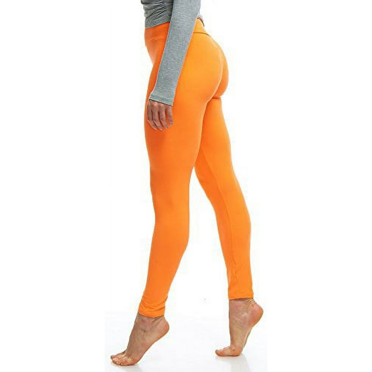 LMB Lush Moda Leggings for Women with Comfortable Yoga Waistband - Buttery  Soft in Many of Colors - fits X-Large to 3X-Large, Neon Orange 
