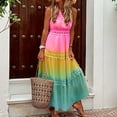 thumbnail image 1 of KONBECA Women's Maxi Dress, Wedding Guest Dress for Photoshoot, Lace Patchwork Vest Long Dress, Sleeveless Print Hawaiian Beach Long Dress Rainbow Dress Multicolor S, 1 of 7