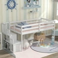 thumbnail image 6 of Kids Loft Bed, Twin Low Loft Bed with Stairs Storage function, Wood Loft Bed Frame for Living Room with Safety Rails,  for Kid Boys Girls Teens, White-95"W x 40" D, 6 of 9