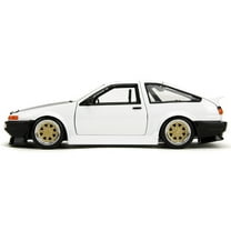 1986 Toyota Trueno (AE86) RHD (Right Hand Drive) White with Black Hood "JDM Tuners" Series 1/24 Diecast Model Car by Jada