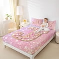 thumbnail image 4 of Feelyou Chic Pink Monogrammed J Bed Sheets, Glitter Mermaid Scale King Sheets, Dreamy Princess Cartoon Sheet Set, Lightweight Room Decor, 4pcs, 4 of 7