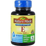 Vit E 1000 IU DI-Alpha - 60 softgels,()Vitamin E is beneficial for preventing the oxidation of fat, such as LDL (or bad cholesterol), to help.., By Nature