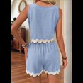 thumbnail image 4 of Conjuntos de Vacaciones de 2 Piezas para Mujer, Conjuntos Casuales, Camisetas Sin Mangas y Pantalones Cortos, Conjunto A Juego, Azul , Talla S, 4 of 6