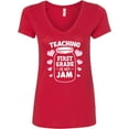 thumbnail image 3 of Inktastic Teaching 1st Grade is My Jam with Jar and Hearts Women's V-Neck T-Shirt, 3 of 5