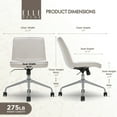 thumbnail image 2 of Elle Decor Adelaide Home Office Task Chair, Armless Adjustable Height Desk Accent, Fabric Upholstered Seat and Back, Chrome-Finished Stainless-Steel Base, Off-White, 2 of 8