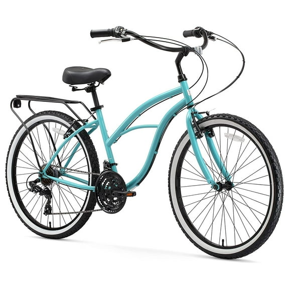 sixthreezero Around the Block Women's Single Speed Beach Cruiser Bicycle, 26 In. Wheels and 19 In. Frame, Teal