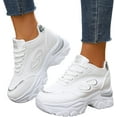 thumbnail image 5 of Women Platform Fashion Sneaker  Shoes for Women Lace Up Comfortable anti slip foot arch pad Wedge Sneakers Outdoor Casual Tennis Walking Running Workout Athletic Sports Shoes, 5 of 13
