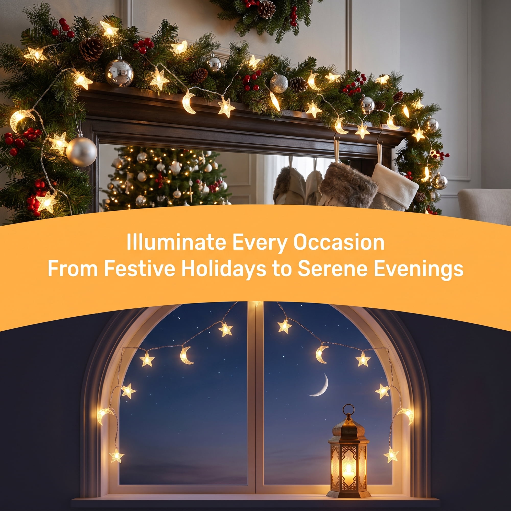 Unique Bargains Star and Moon Fairy Lights with Flexible Wire 9.8 ft USB Powered