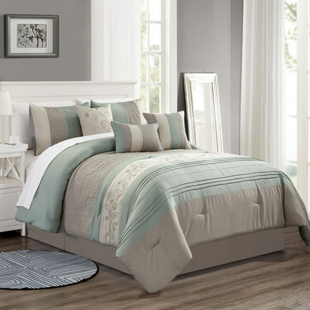 11 Piece Fenwick Sage Taupe Bed In A Bag Set Queen Walmart Com