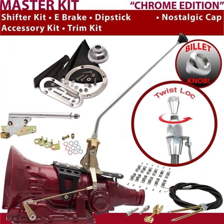 American Shifter C6 Shifter Kit Chrome 16 in. E Brake Cable Clamp Trim Kit Dipstick for F222E