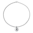 thumbnail image 1 of Tiny Minimalist ABC Round Disc Block Letter Alphabet N Initial Anklet for Teen for Women .925 Sterling Silver 9 Inch, 1 of 4