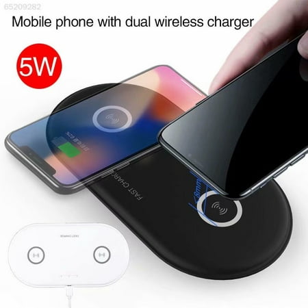 Double Wireless Charger, dual Qi Fast Wireless Charging Pad compatible for iPhone Xs Max/XS/XR/X, LG G7 ThinQ / V40 ThinQ, Samsung Galaxy Note 9/S9/S9 Plus, Google Pixel 3/5 XL All Qi-Enabled